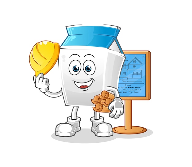 Vector de caracteres de ilustración de arquitecto de leche
