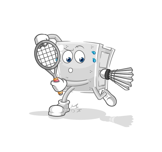 Vector de caracteres de ilustración de bádminton de juego de ladrillo de hormigón