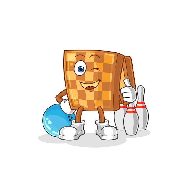 Vector de caracteres de ilustración de bolos de juego de ajedrez de madera