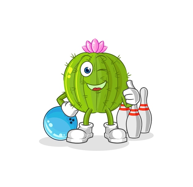 Vector de caracteres de ilustración de bolos de juego de cactus