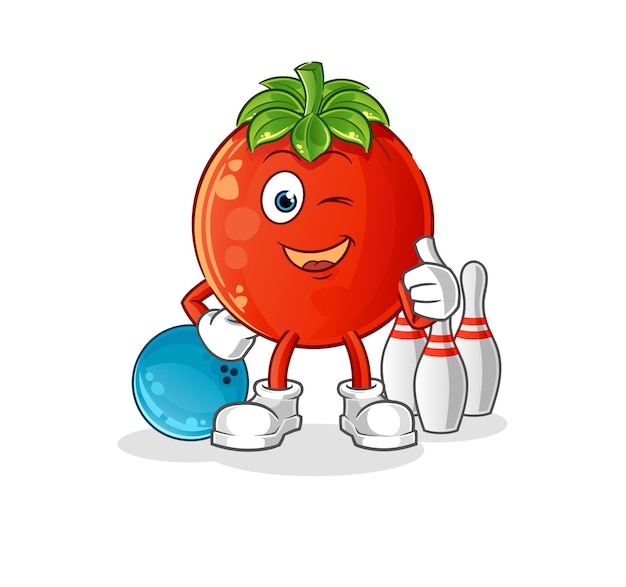 Vector de caracteres de ilustración de bolos de juego de tomate