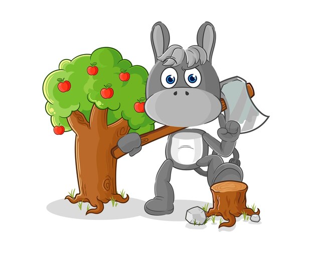 Vector de caracteres de ilustración de burro carpintero