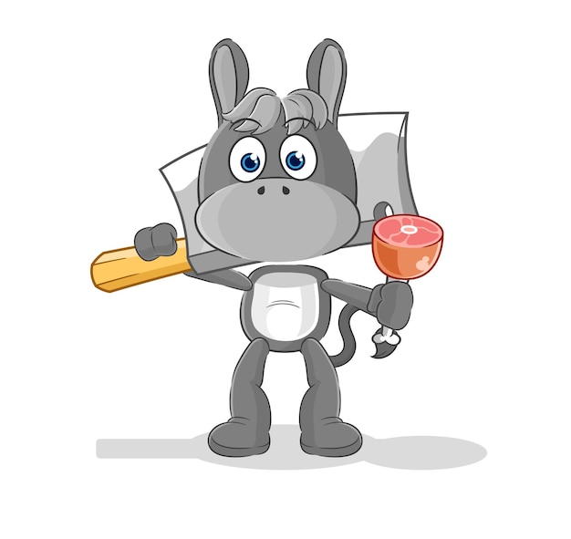 Vector de caracteres de ilustración de carnicero de burro