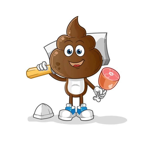 vector de caracteres de ilustración de carnicero de dibujos animados de cabeza de mierda humana