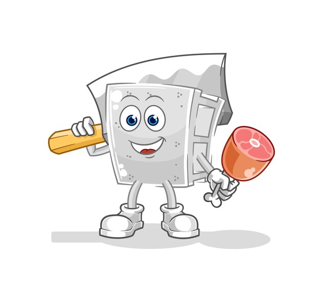 Vector de caracteres de ilustración de carnicero de ladrillo de hormigón