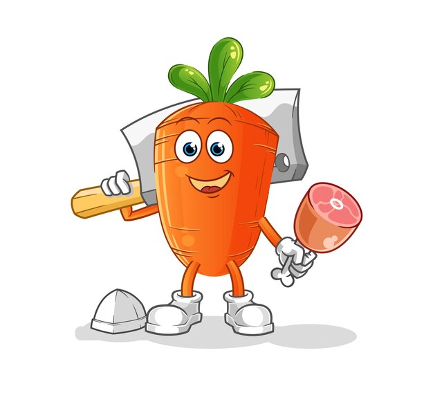 Vector de caracteres de ilustración de carnicero de zanahoria