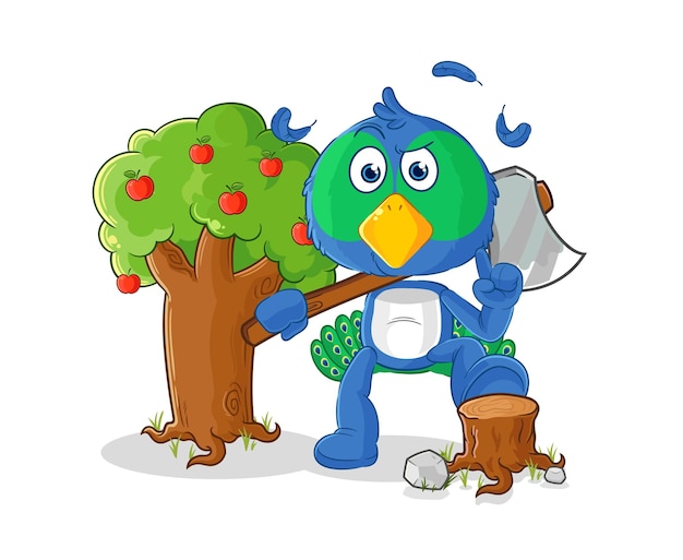 Vector de caracteres de ilustración de carpintero de pavo real