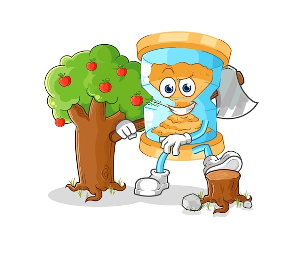 Vector de caracteres de ilustración de carpintero de reloj de arena