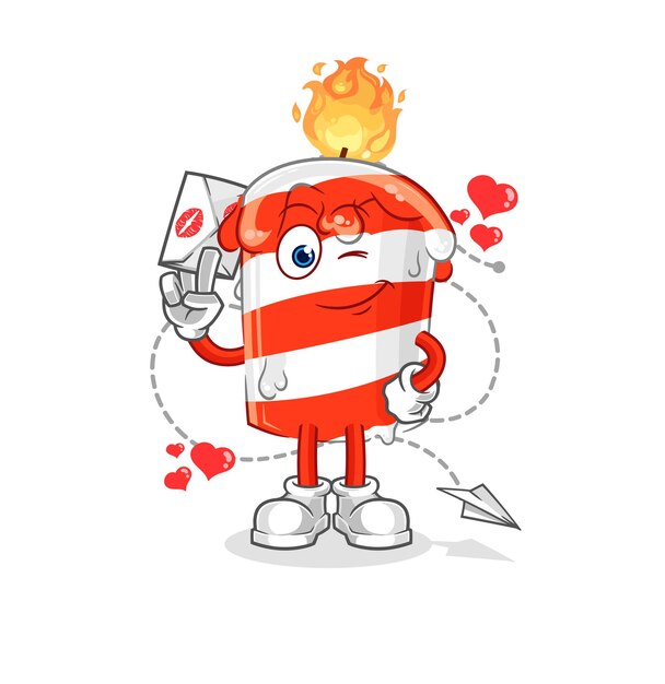 Vector de caracteres de ilustración de carta de amor de espera de vela de cumpleaños