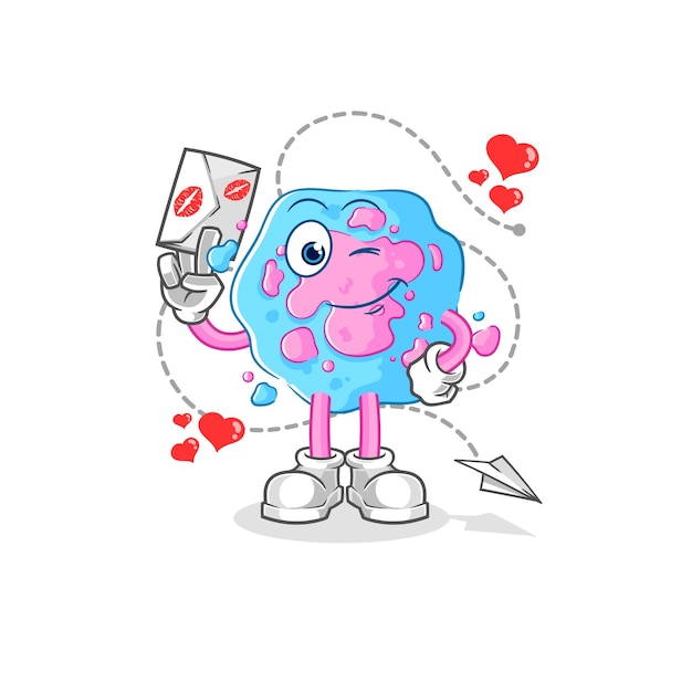 Vector de caracteres de ilustración de carta de amor de retención celular