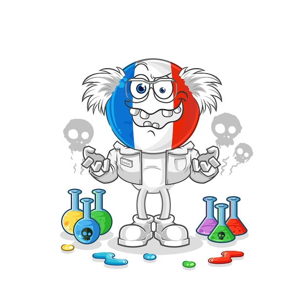 Vector de caracteres de ilustración de científico loco de Francia