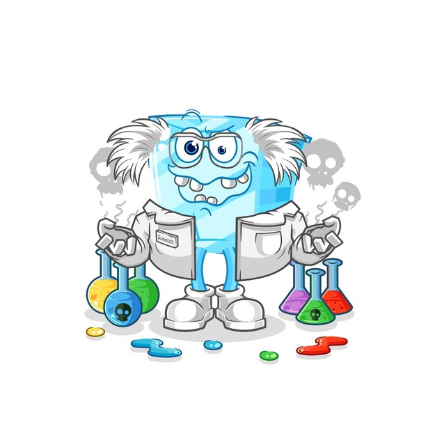 Vector de caracteres de ilustración de científico loco de vidrio