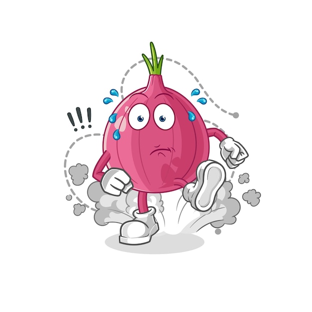 El vector de caracteres de ilustración de ejecución de cebolla roja