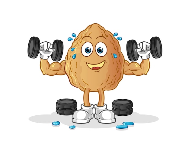 Vector de caracteres de ilustración de entrenamiento con pesas de almendras