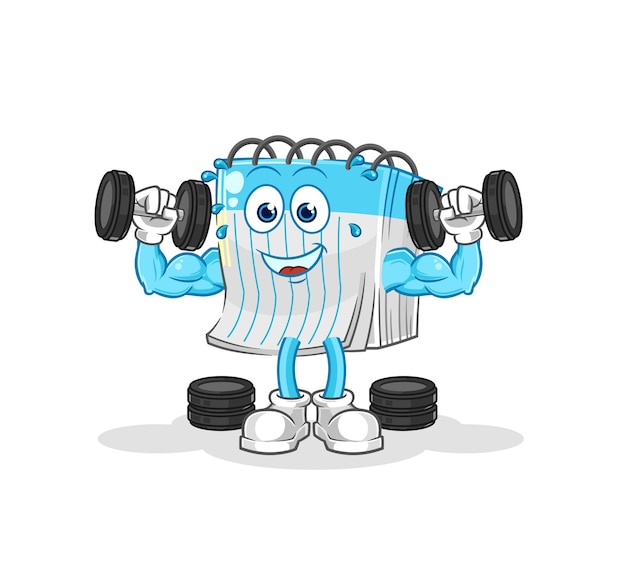 Vector de caracteres de ilustración de entrenamiento con pesas de cuaderno
