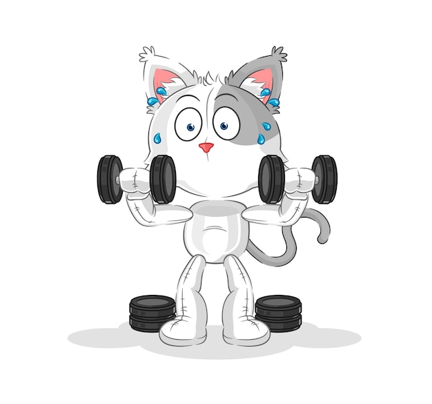 Vector de caracteres de ilustración de entrenamiento con pesas de gato