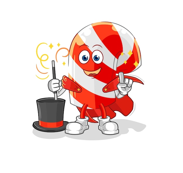 Vector de caracteres de ilustración de mago de bastón de caramelo