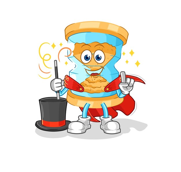Vector de caracteres de ilustración de mago de reloj de arena
