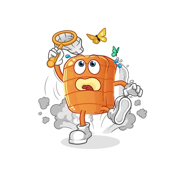 Vector de caracteres de ilustración de mariposa de captura de sushi