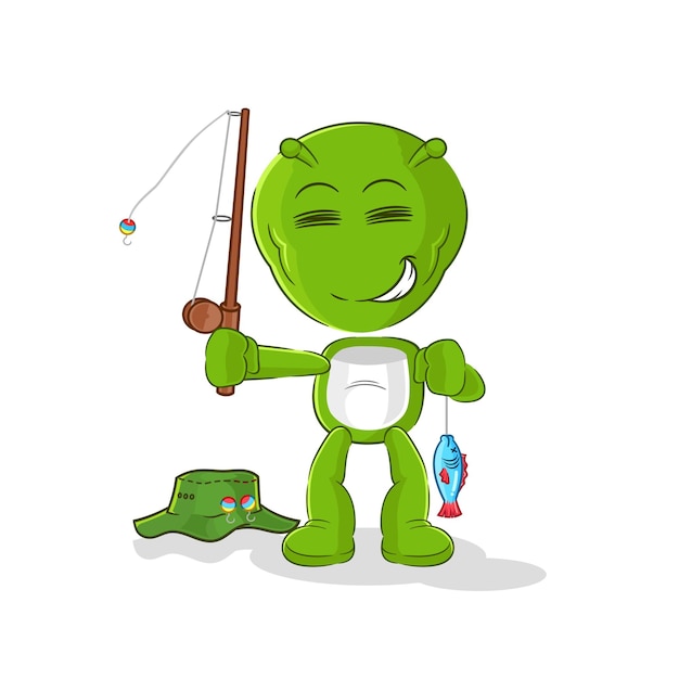 Vector de caracteres de ilustración de pescador alienígena