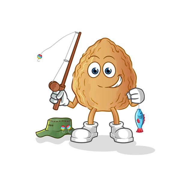 Vector de caracteres de ilustración de pescador de almendras