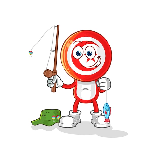 Vector de caracteres de ilustración de pescador de Túnez