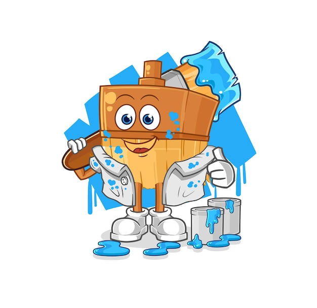 Vector de caracteres de ilustración de pintor de pincel