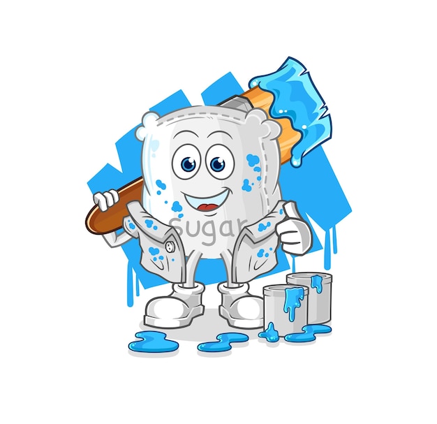 Vector de caracteres de ilustración de pintor de saco de azúcar