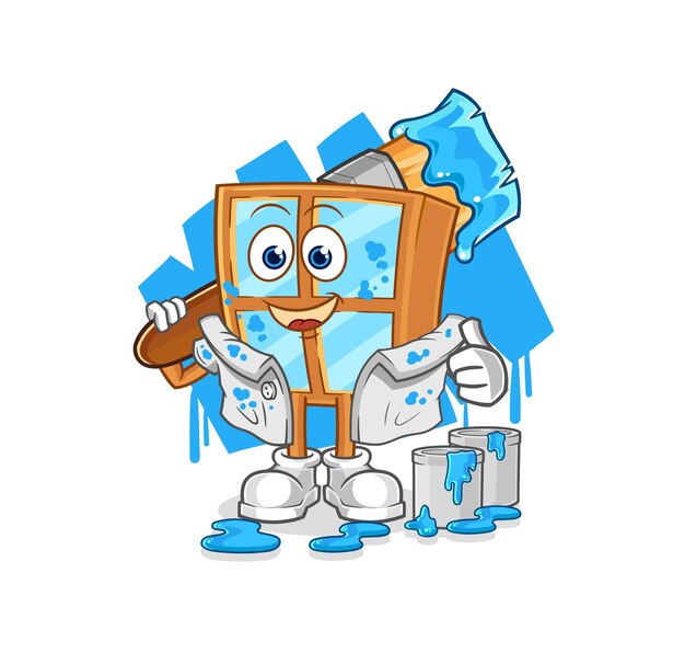 Vector de caracteres de ilustración de pintor de ventana