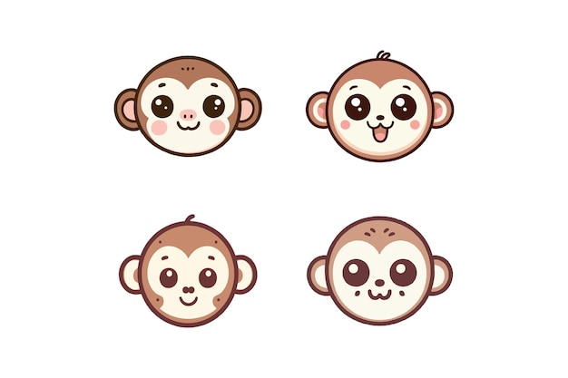 Vector de caras de mono muy bonito
