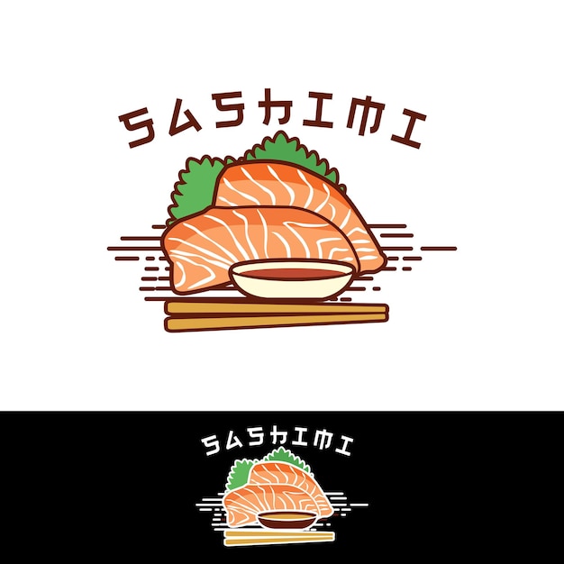 Vector de carne cruda de comida japonesa sashimi logo