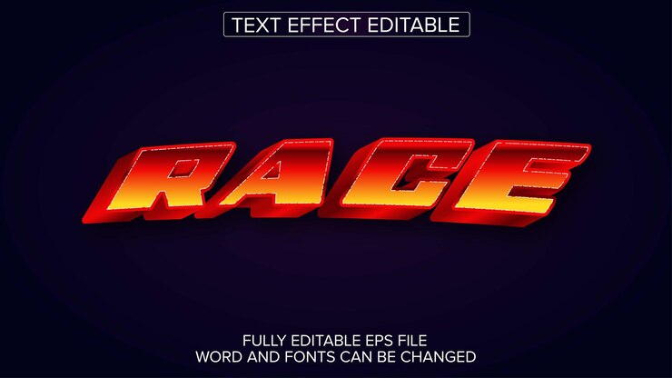 Vector vector de carrera de efecto de texto 3d editable