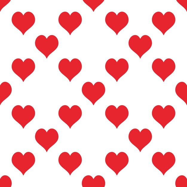 Vector de la carta de juego de corazones color rojo sólido mínimo patrón o fondo sin costuras