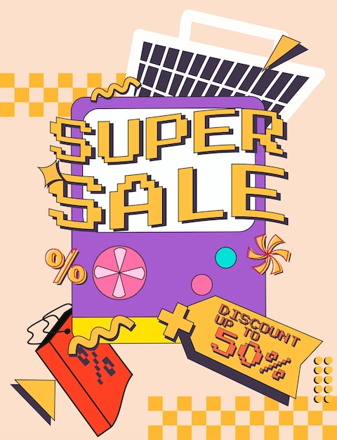 VECTOR DE CARTEL DE DISEÑO SUPER VENTA