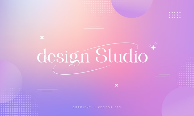 Vector de cartel de estudio de diseño en gráfico degradado púrpura y rosa pastel