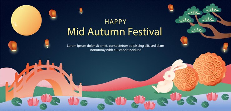 Vector del cartel del festival del medio otoño