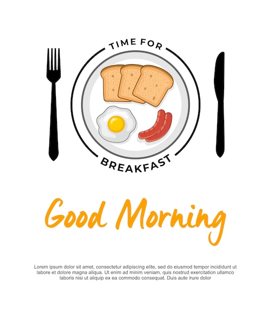 vector cartel logo hora del desayuno