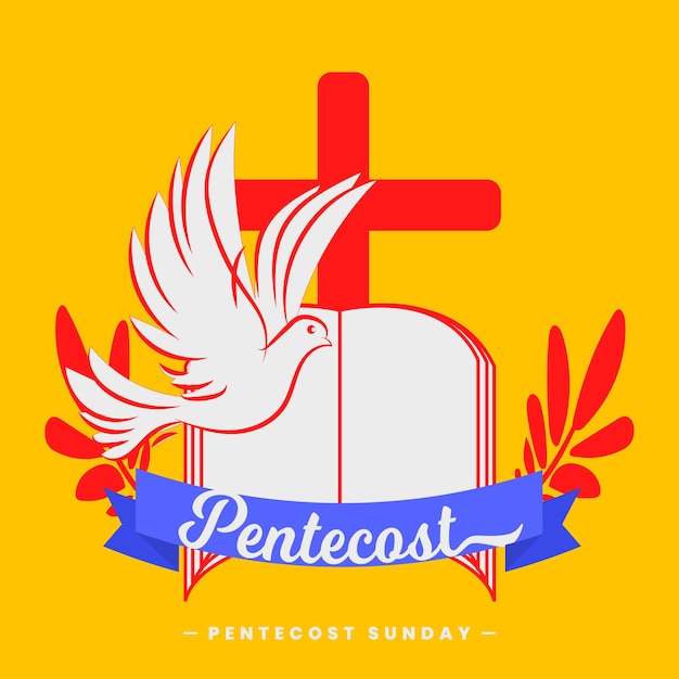 Vector vector de cartel de tarjeta de celebración de vacaciones de pentecostés domingo de pentecostés