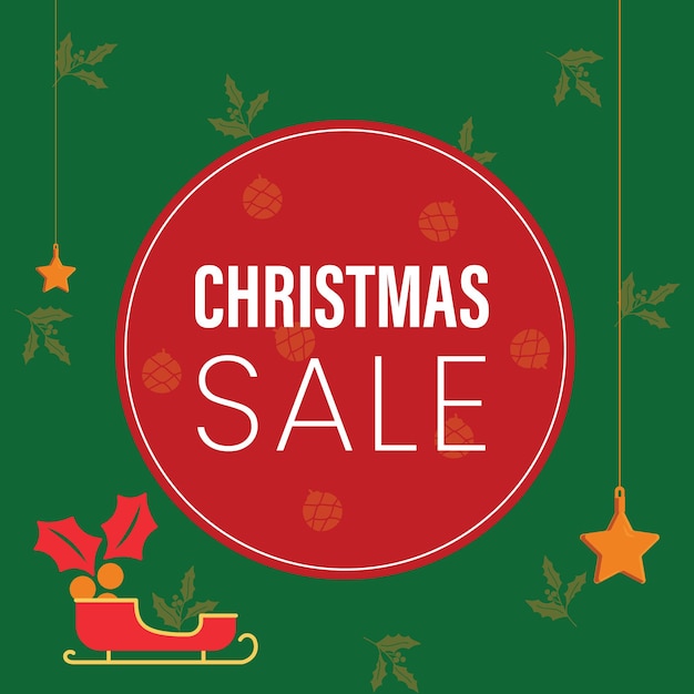 Vector de cartel de venta de Navidad verde