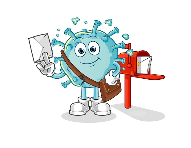 Vector de cartero del virus corona. personaje animado