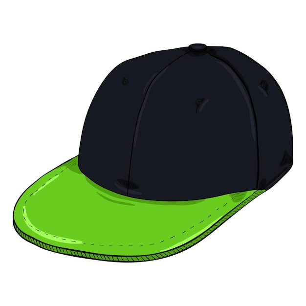 Vector cartoon blackretro gorra de béisbol con flat peak hiphop headwear