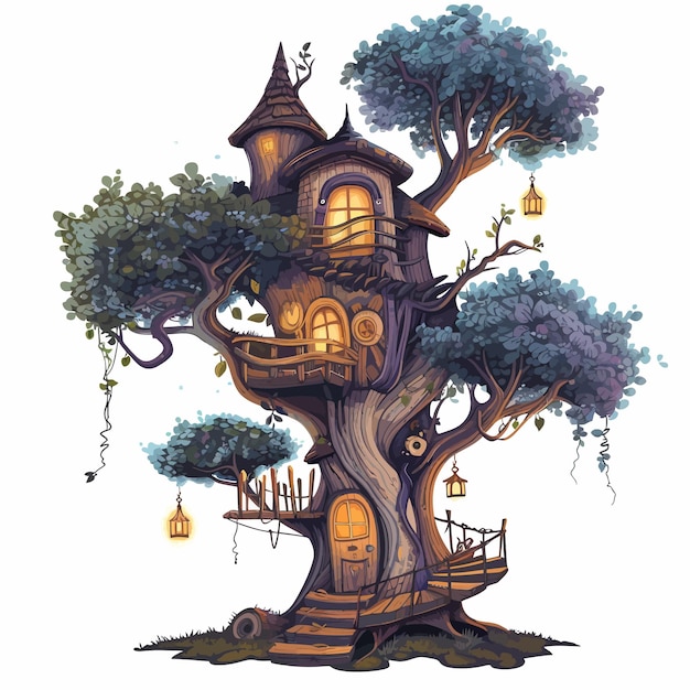 Vector de la casa en el árbol