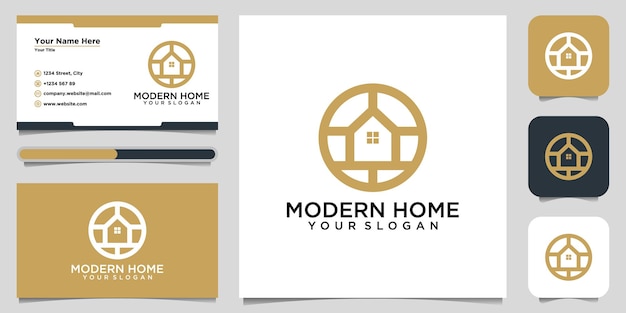 Vector vector de casa moderna logo para construcción, hogar, bienes raíces, construcción, propiedad. mínimo impresionante plantilla de diseño de logotipo profesional de moda y diseño de tarjeta de visita