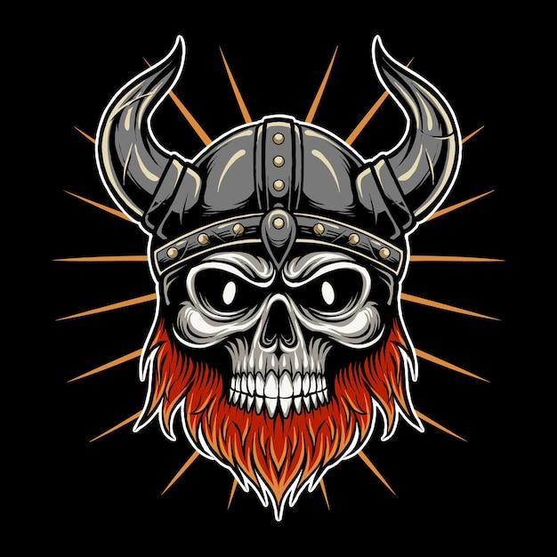 Vector casco vikingo cráneo ilustración diseño de camiseta