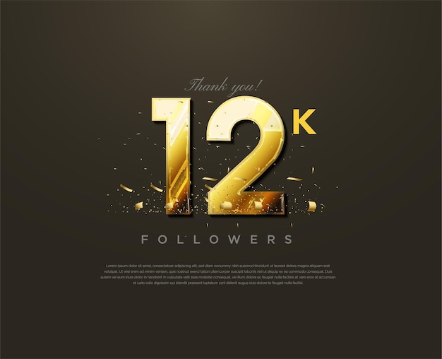 Vector de celebración 12k seguidores con chispitas de papel de celebración