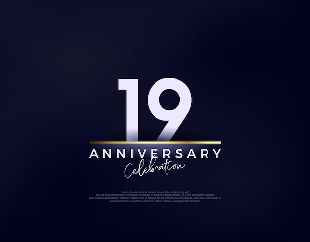Vector de celebración del 19 aniversario simple, moderno y limpio Fondo de vector premium para saludo y celebración