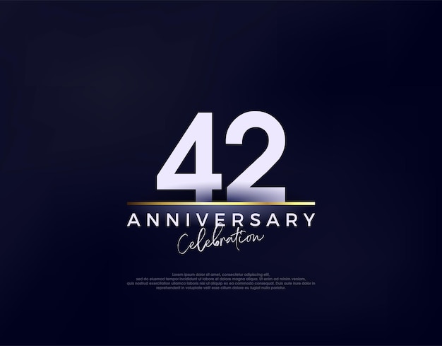Vector de celebración del 42 aniversario simple, moderno y limpio Fondo de vector premium para saludo y celebración