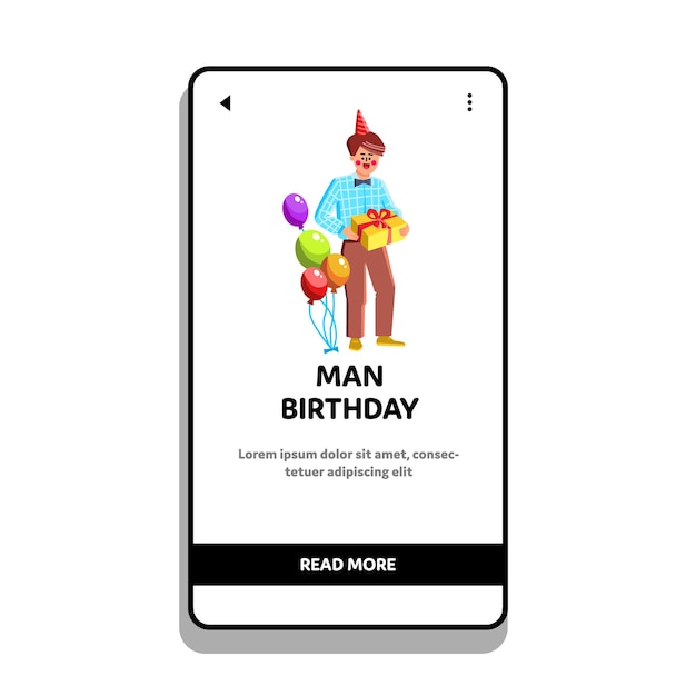 Vector de celebración de evento de aniversario de cumpleaños de hombre