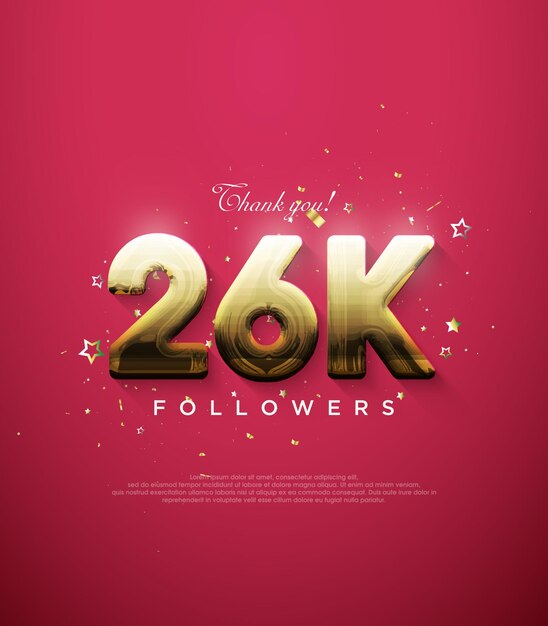 Vector de celebración del logro del número de seguidores de Black 26k