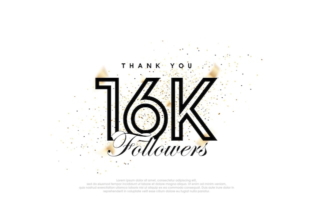 Vector de celebración del logro del número de seguidores negros de 16k